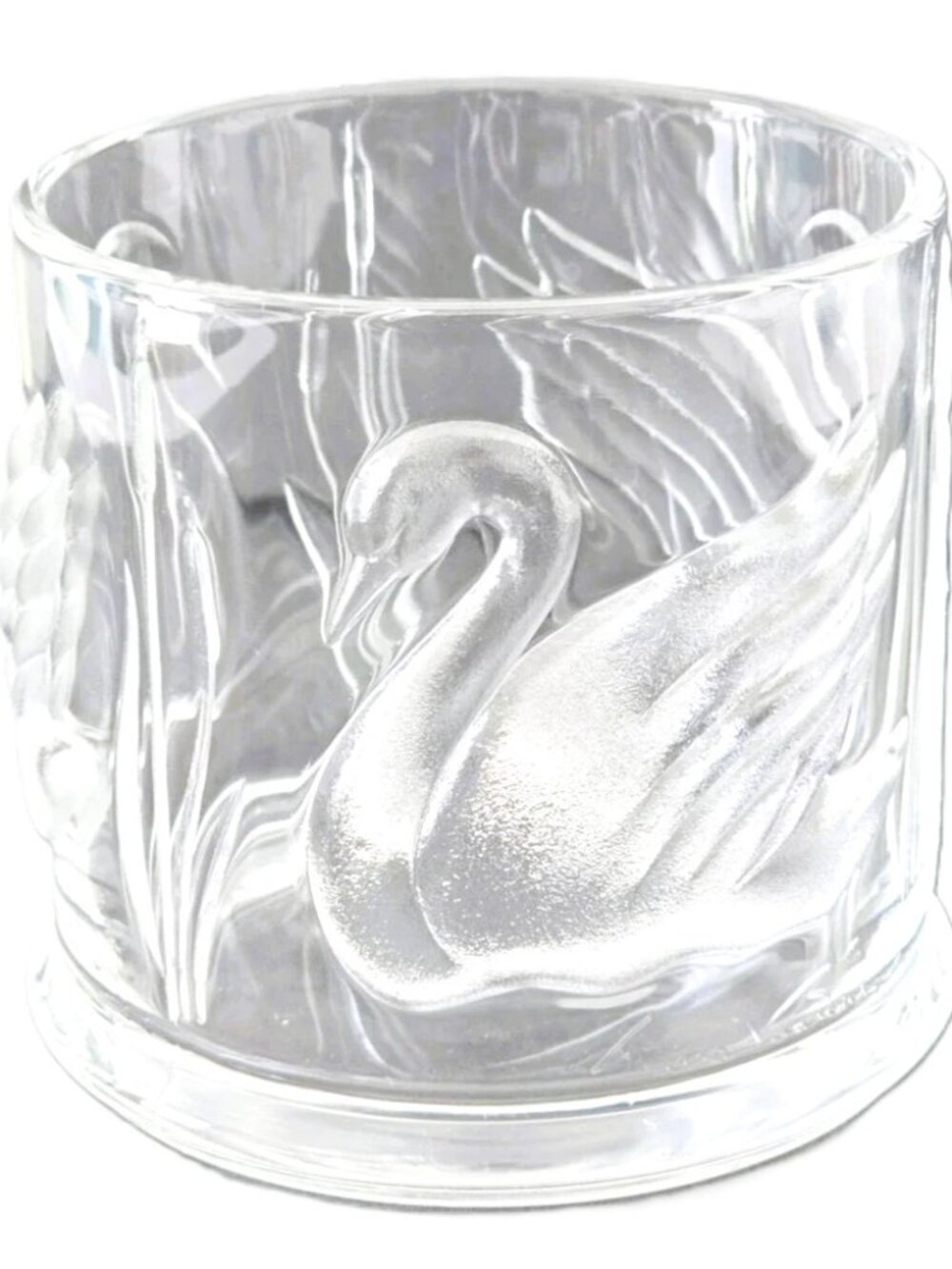 Vintage Gloria Vanderbilt Etched Glass Swan Candle Holder 3.75" x 3.9"